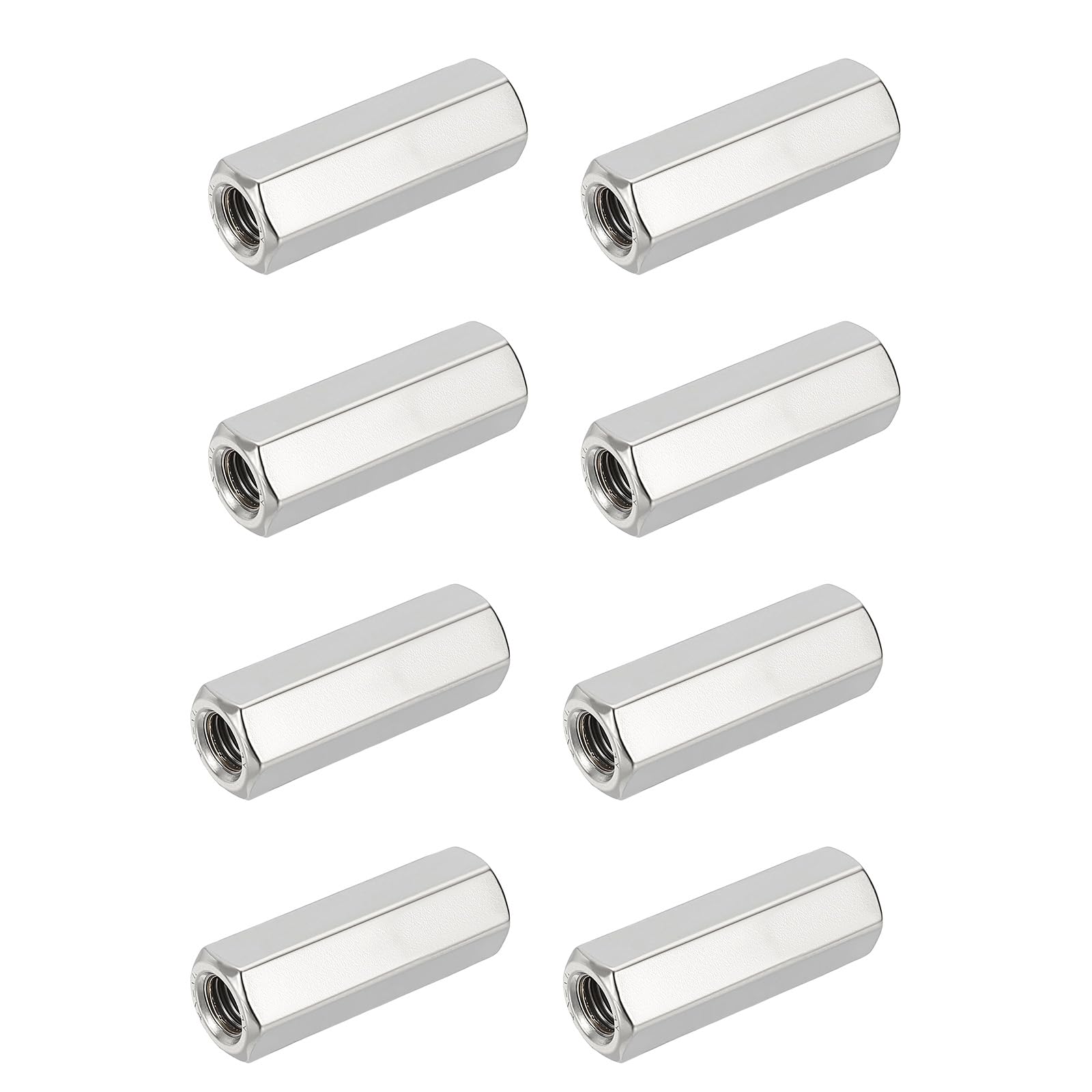 HiPicco Hex Coupling Nuts, M10 x 1.0-Pitch UNF 35mm/1.38" Length, 8 Pack 304 Stainless Steel Rod Coupling Nut for Threaded Rods & Studs