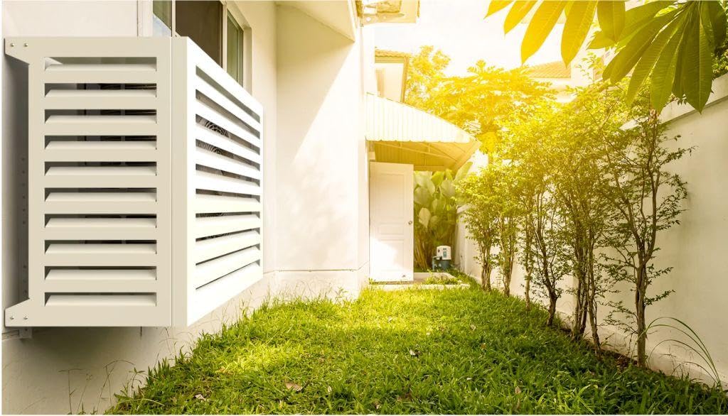 Copri Condizionatore esterno, Coperture per Condizionatore esterno, Cover di protezione Condizionatore, Copri Climatizzatore, EcoCover Blade, Bianco M, 92x81x56 cm