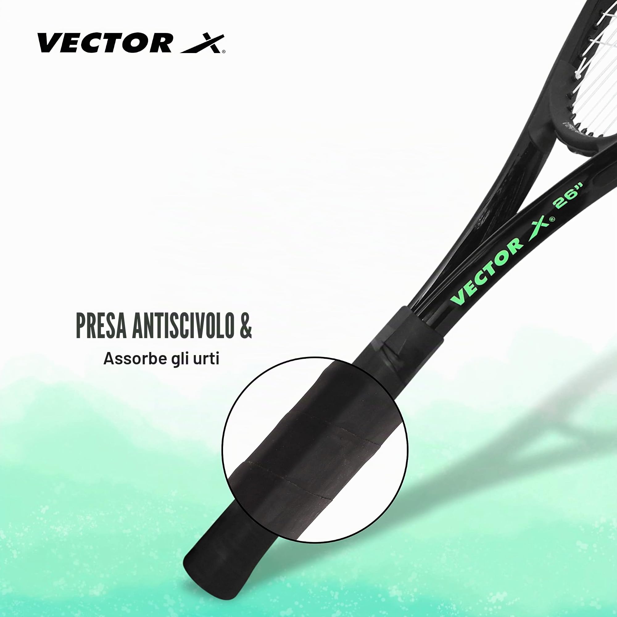 Vector X VXT-520-1 Strung Tennis Racquet | For Men and Boys | Material: Aluminum | Super Lightweight | Beginners to Intermediate Level
