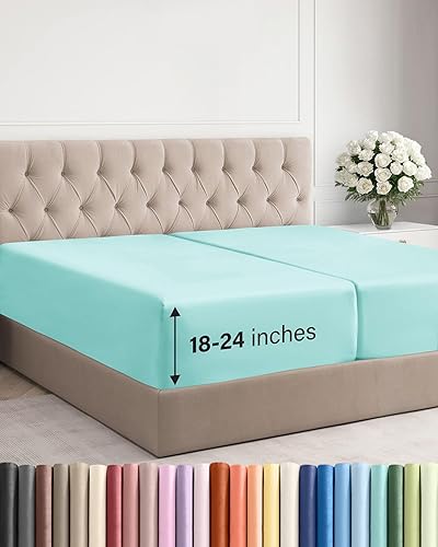Miniatura 60 de Sábana bajera extra profunda tamaño Queen – Sábana bajera individual de lujo para hotel solamente – Se adapta fácilmente a colchones de 18 a 24