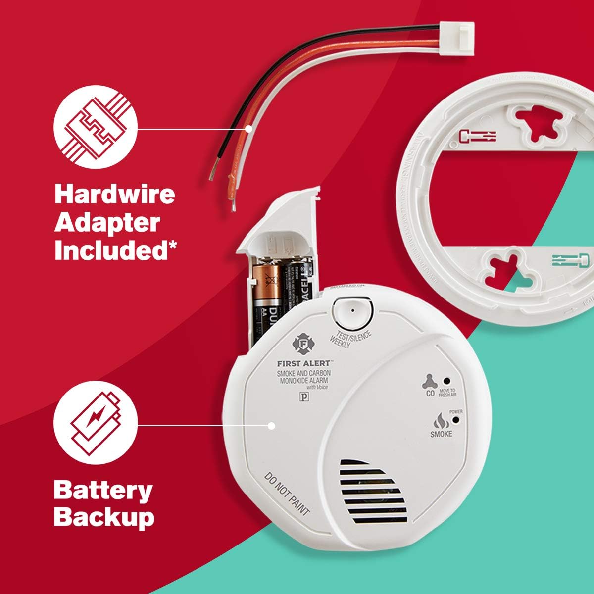 FIRST ALERT BRK SC7010BV Hardwired Talking Photoelectric Smoke and Carbon Monoxide (CO) Detector - Smoke Detectors - 