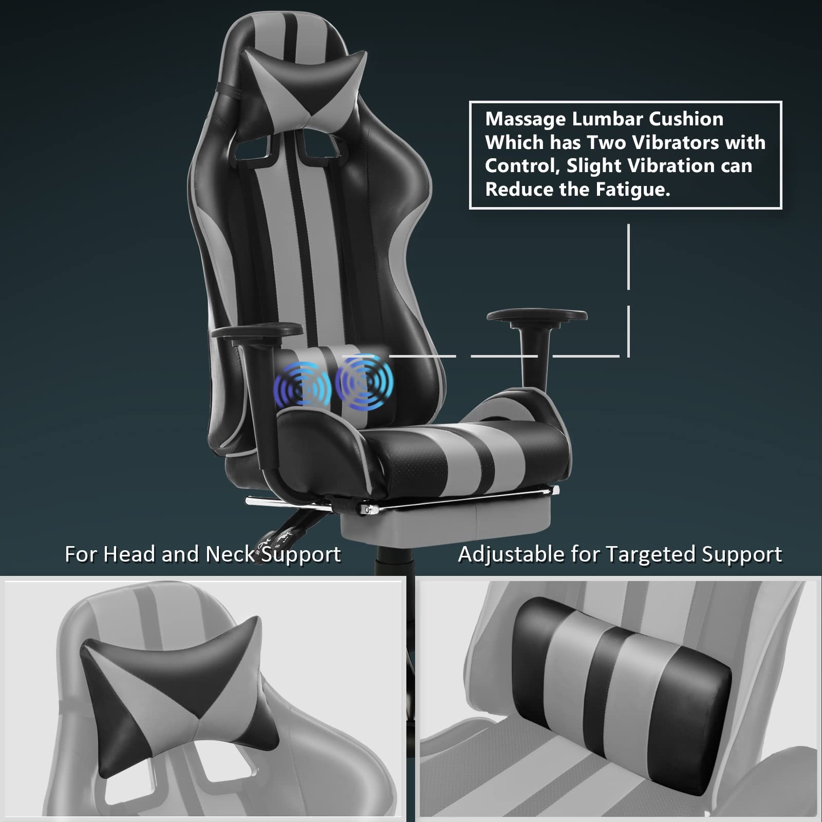 Buy Ferghana Gaming Chairs Grey with Footrest,PC Gaming