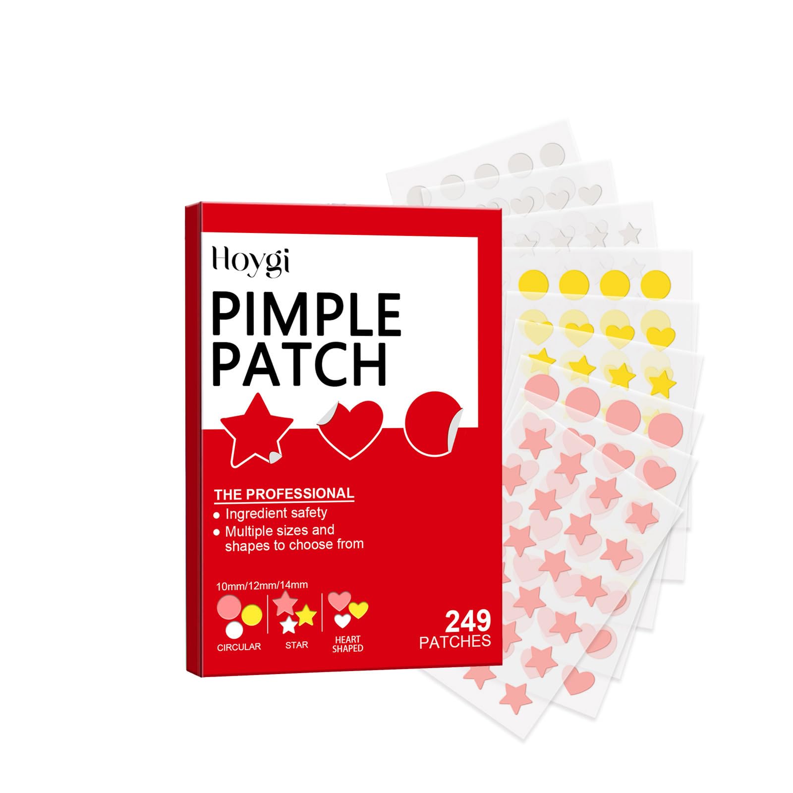 Pepisky 249 Pcs Pimple Patches for Face, Hydrocolloid Blemish Pimple Patches, Colorful star/heart/round shapes Acne Pimple Patch for Covering Zits and Blemishes
