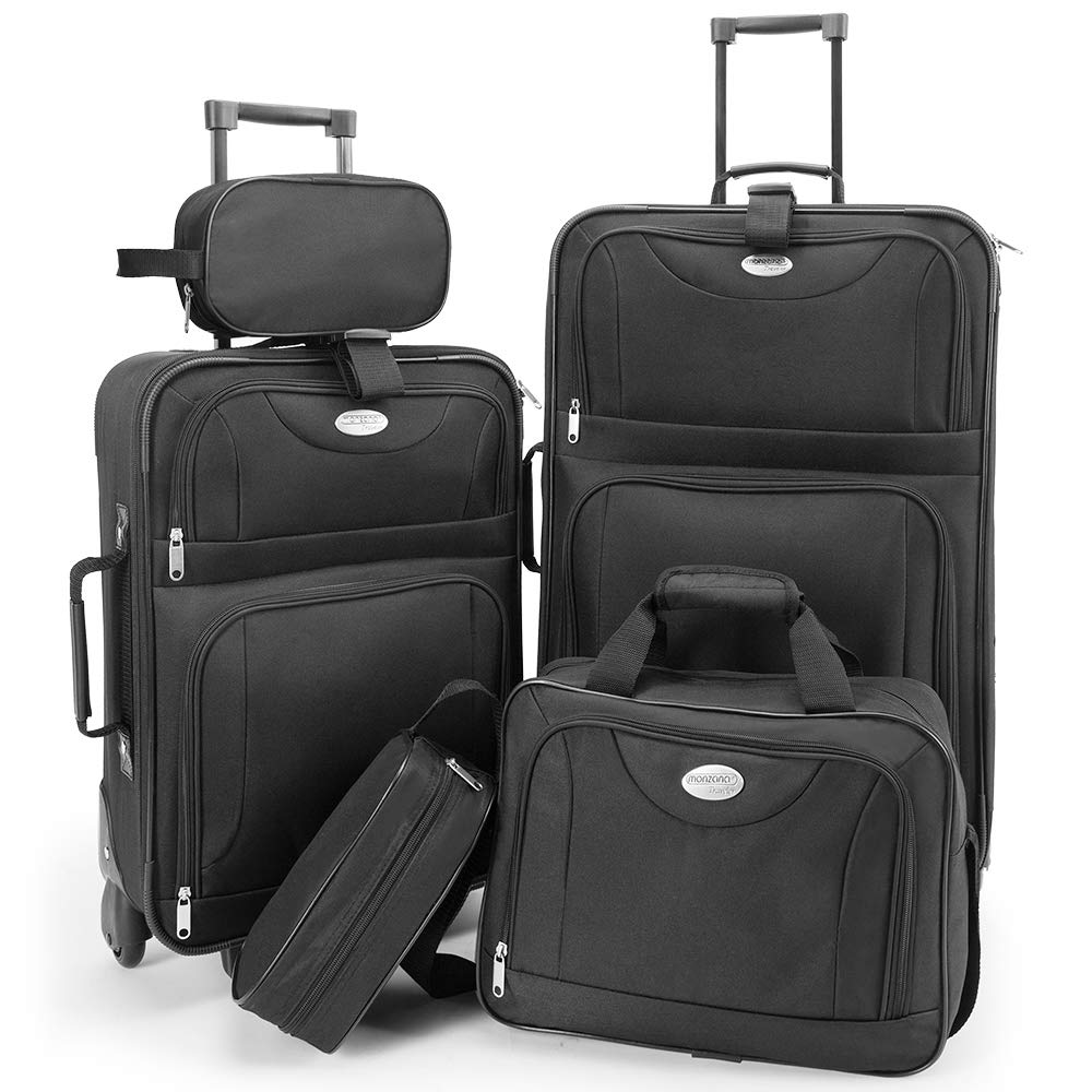 Deuba Trolley Suitcase Set Travel Bags Mesh Compartment Wheels Toiletry