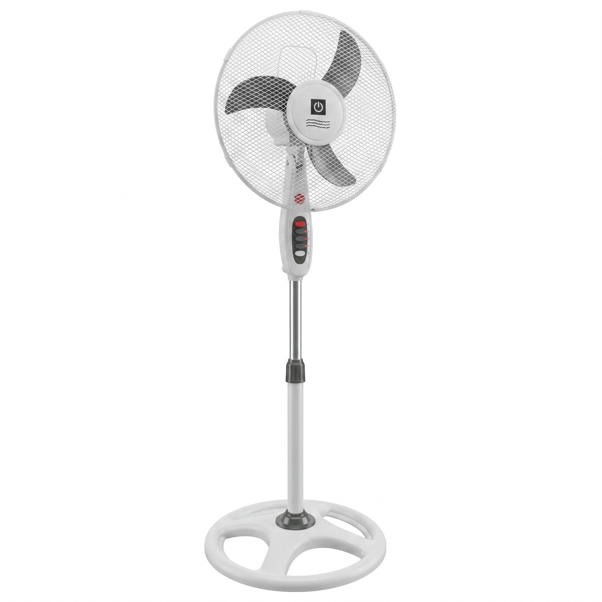 Ventilador de Pedestal 16" | Altura Regulable, 3 Velocidades, Motor Silencioso, Base Estable, Cabezal Oscilante