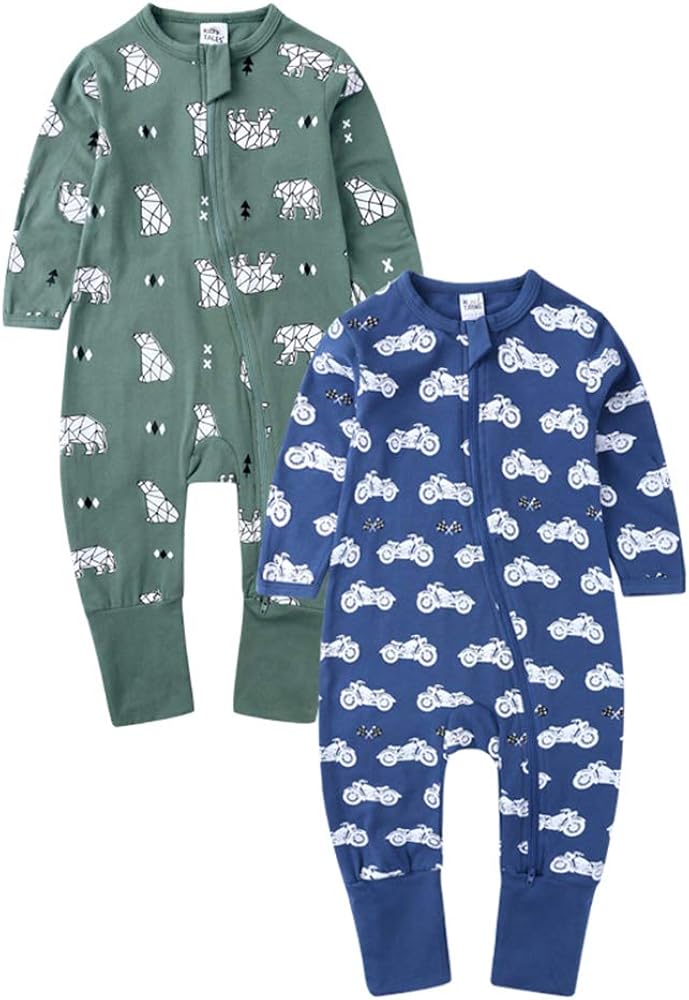 Baby Footies Double Zipper Romper Infant Boys Girls Cotton Bodysuit PJS 1 Piece Graphic Pajamas