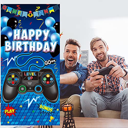 Video-Game-Happy-Birthday-Party-Supplies-Video-Gaming-Door-Banner-Blue-Gamer-Room-Door-Backdrops-for-Boy-Game-Controller-Themed-Birthday-Door-Cover-Decoration | A2Z Smartstore