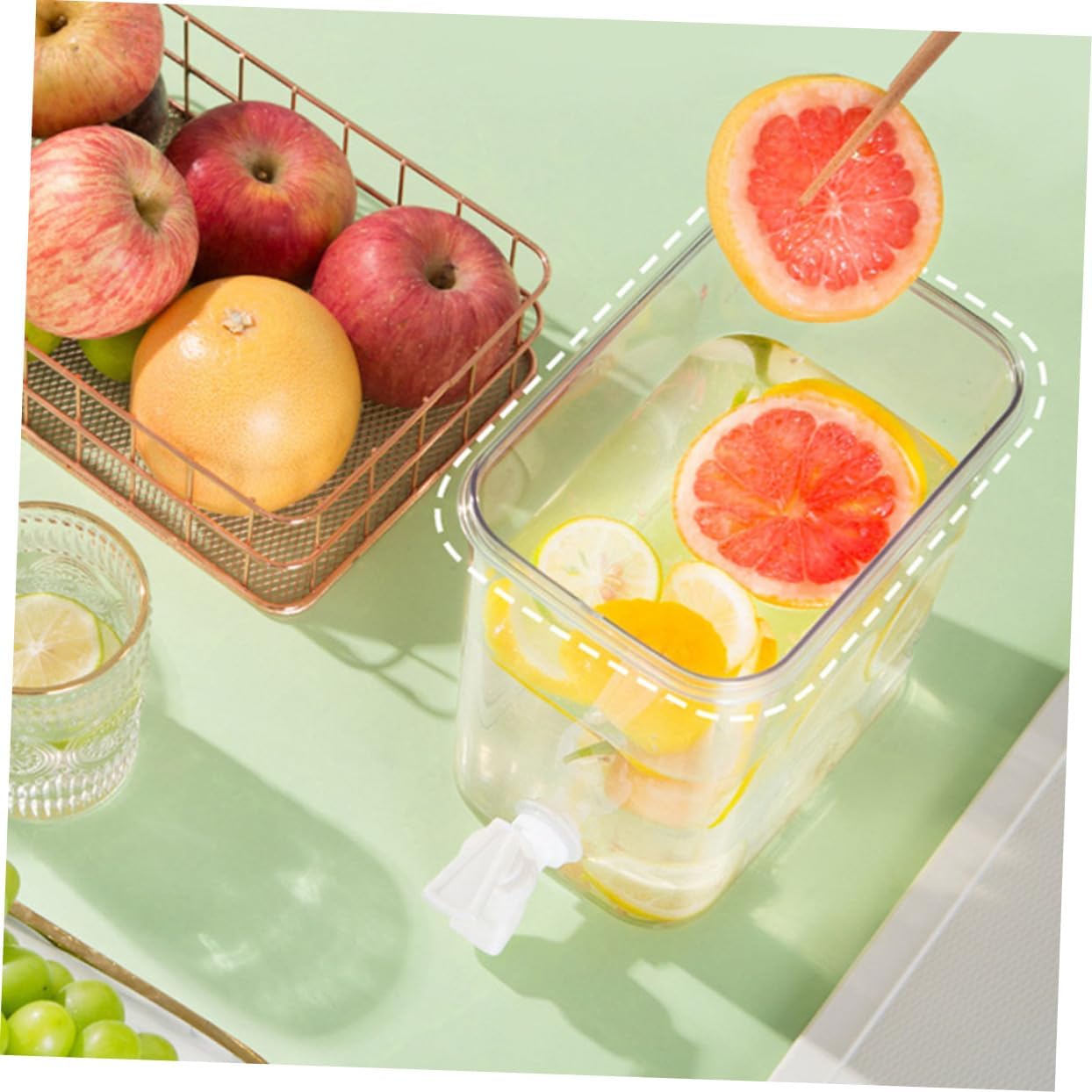 2pcs Beverage Dispenser Multi-Functional and Juice Containers Easy Dispensing Faucet Each Space-Saving Design for Fridge for Parties and Home Use