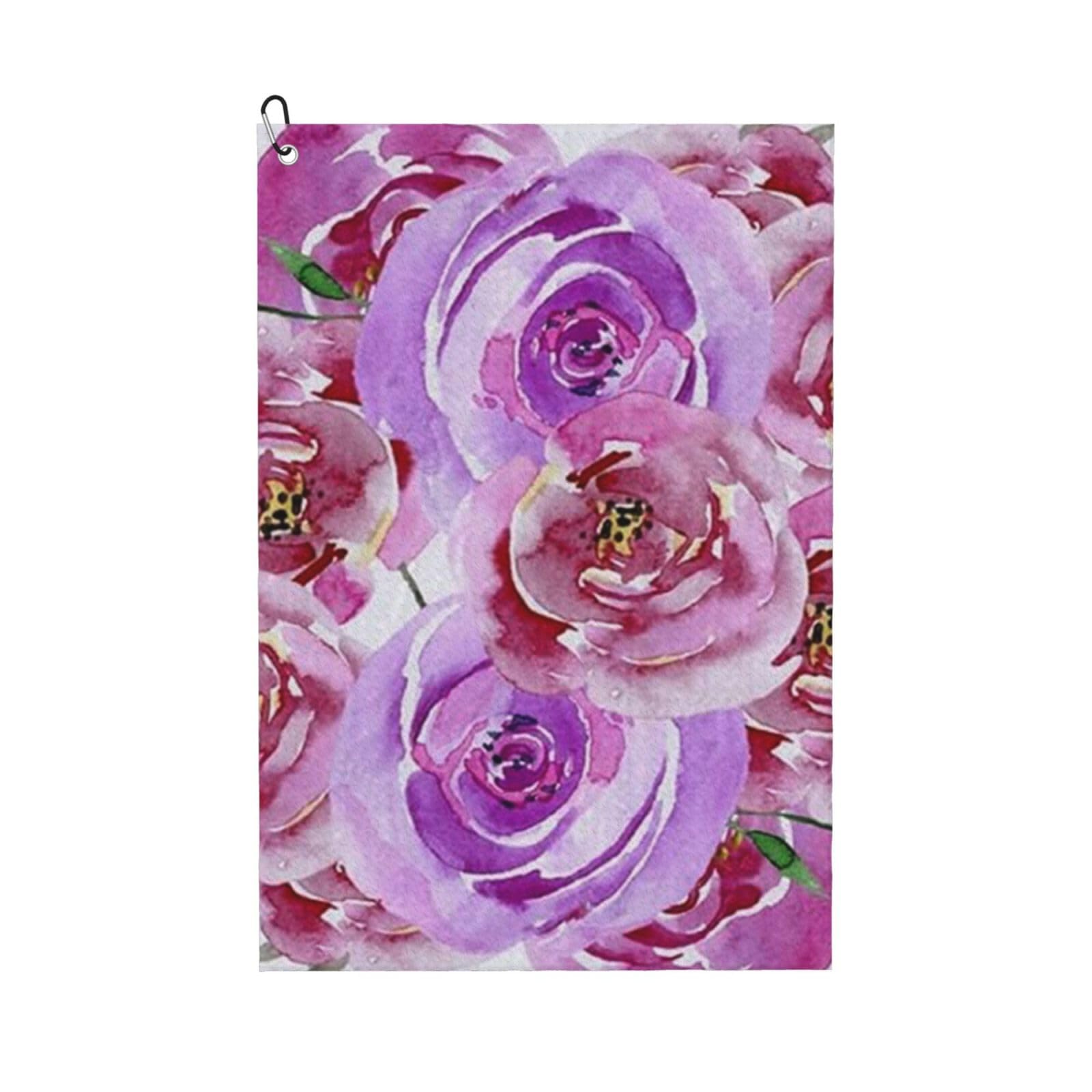 Hnnkloy Lilac Violet And Purple Watercolor Peony Roses, 16x24 in Portable Waffle Golf Towels with Carabiner Clip for Golf Bag