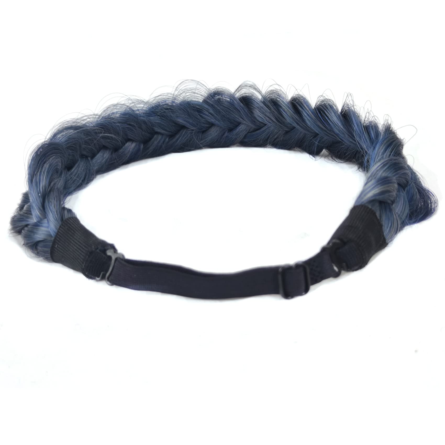 Fascia per capelli intrecciata, 2 fili, classica, grossa, larga, elastica, di qualità, sintetica, intrecciata, per donne e ragazze, 65 g (colore mirtillo)