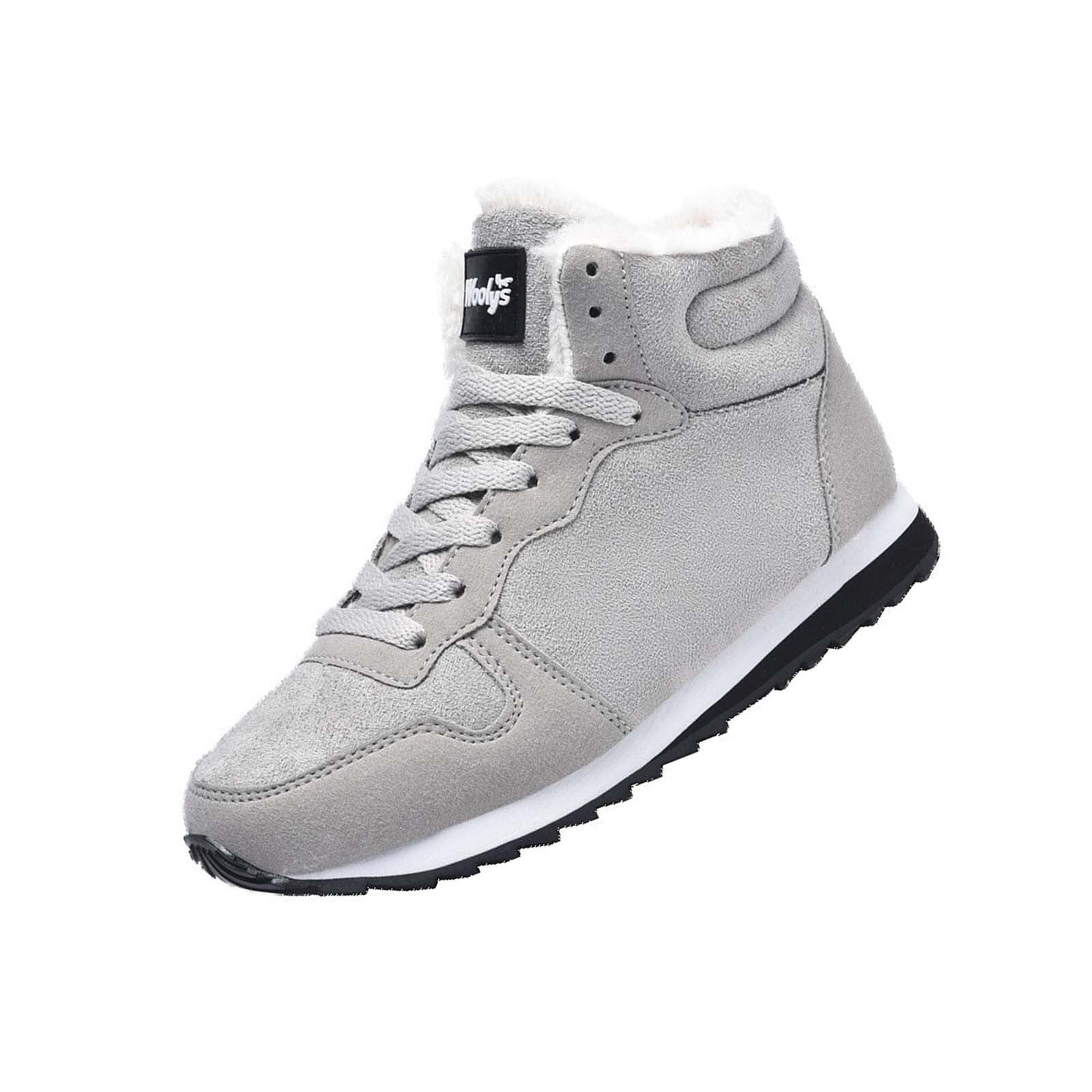 SRTUMEY Men's Snow Boots Mens Winter Boots Winter Snow Boots Waterproof Faux Fur Lined Ankle Boots Men Warm Walking Boots Lace Up Non-Slip Outdoor Boots Zip Size 7.5
