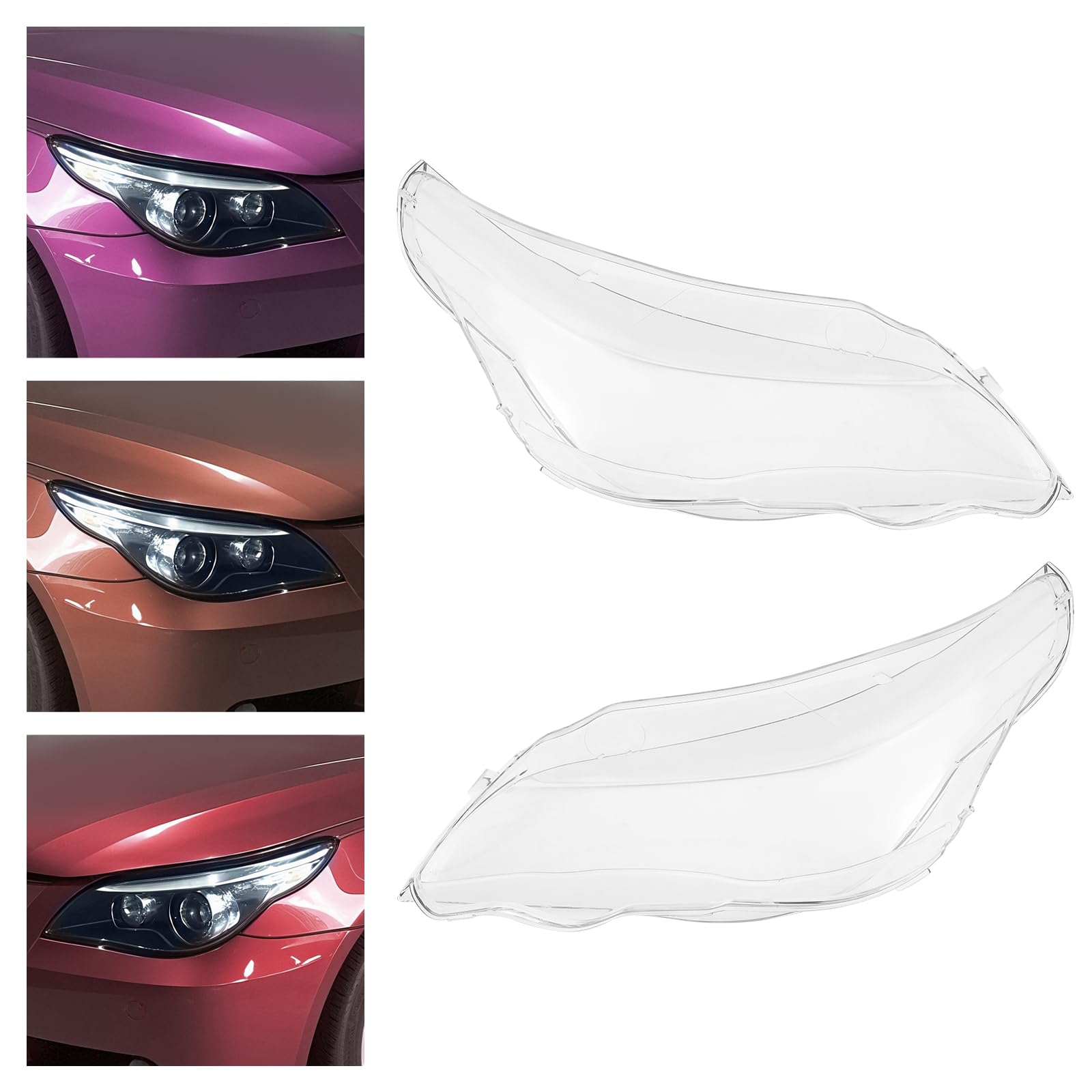Juego de difusores de cristal para faros delanteros izquierdo y derecho, para faros delanteros transparentes, aptos para E7 Touring 2001 – 2010 (E7)