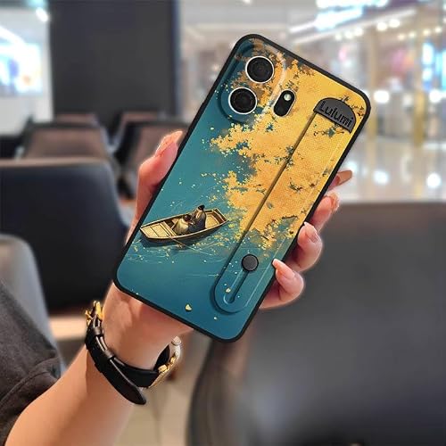 Phone Case Compatible with TCL NxtPaper70 Pro/T807D/W/E, Protector Anti-dust personality Durable Kickstand Painting Wrist Strap 