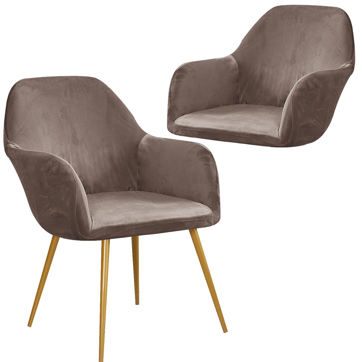 AQIGR Set of 1/2/4/6 Velvet Dining Chair Covers Slipcovers with Wingback Arms, Stretch Office Chair Slipcovers Moderne Curved Dining Chair Protector Covers, for Bar Party Armchair