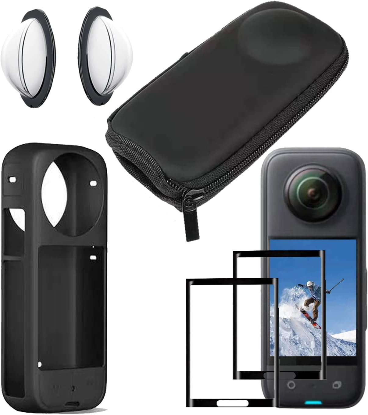 Silicone Case Bag Lens Guard Cap Screen Protector for Insta360 X3 Tempered Glass Film Cover Shield
