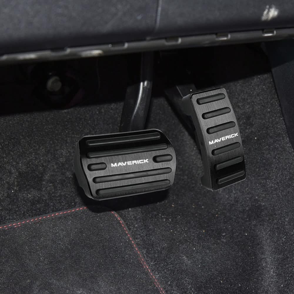 BOYUER for Maverick 2022 2023 2PCS Aluminum Anti-Slip No Drilling Brake and Gas Accelerator Pedal Pad Cover Foot Pedal Pads Kit Interior Decoration Accessories (BLACK)