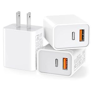 3 Pack USB C Wall Charger 20W Durable Dual Port QC PD 3 0 Power Adapter Double Fast