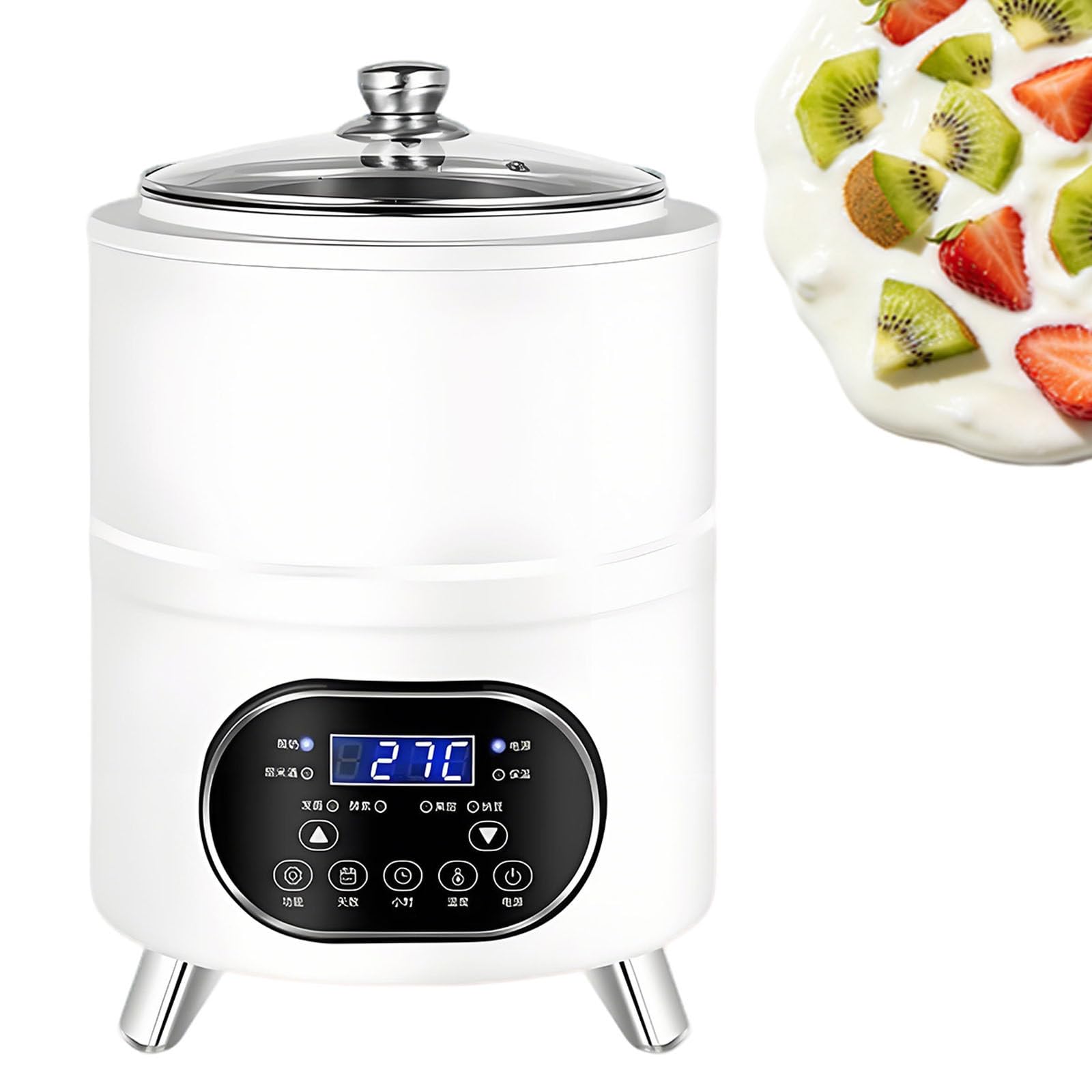 Ymnogjie 400W Smart Constant Temperature Yogurt Machine,Automatic Yogurt Fermentation Machine,with Time and Temperature Control,for Fruit Vinegar,Yogurt,Natto,Rice Wine 8L-White