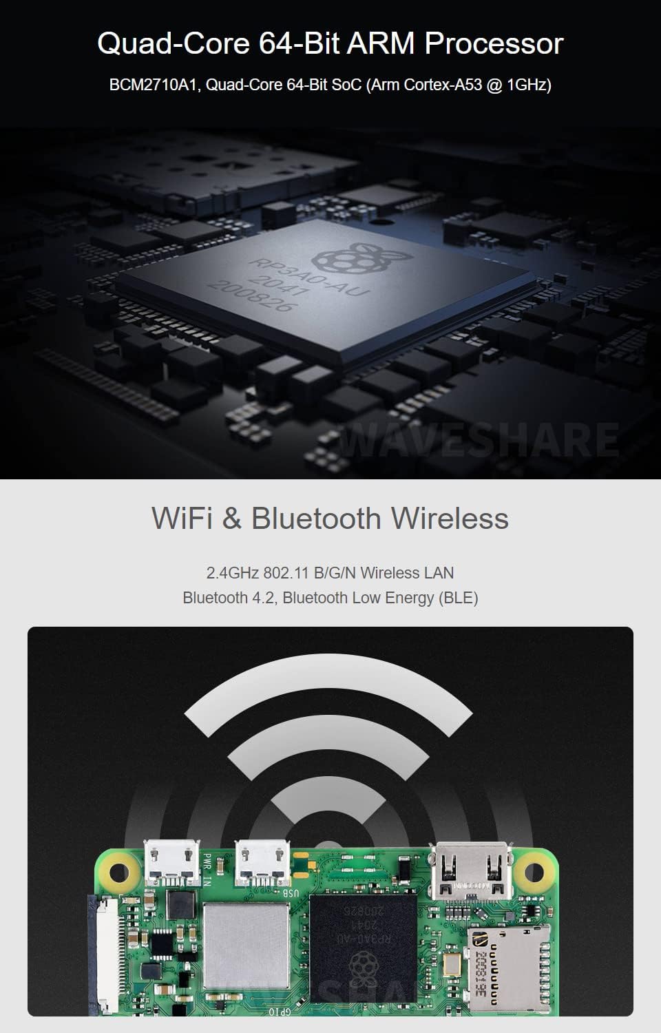 Waveshare Package G Compatible with Raspberry Pi Zero 2 W Bundle with USB HAT+1.3″IPS Display Power Supply 5V/3A Micro Card 16GB Card Reader and So On (8 Items)