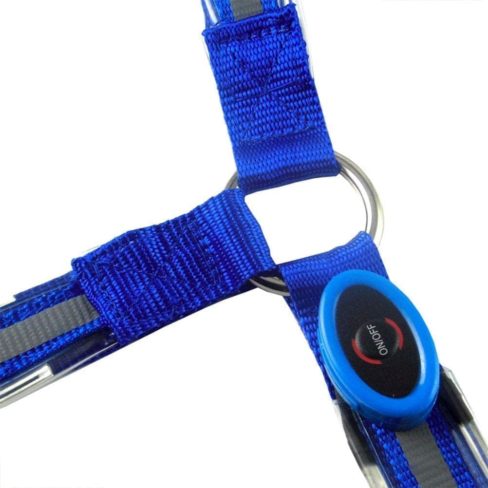 LED-Pferde-Brustpanzer-Halsband, verstellbar, hohe Sichtbarkeit, Nachtblinklichtleiste, Reitsicherheitsausrüstung (blau)