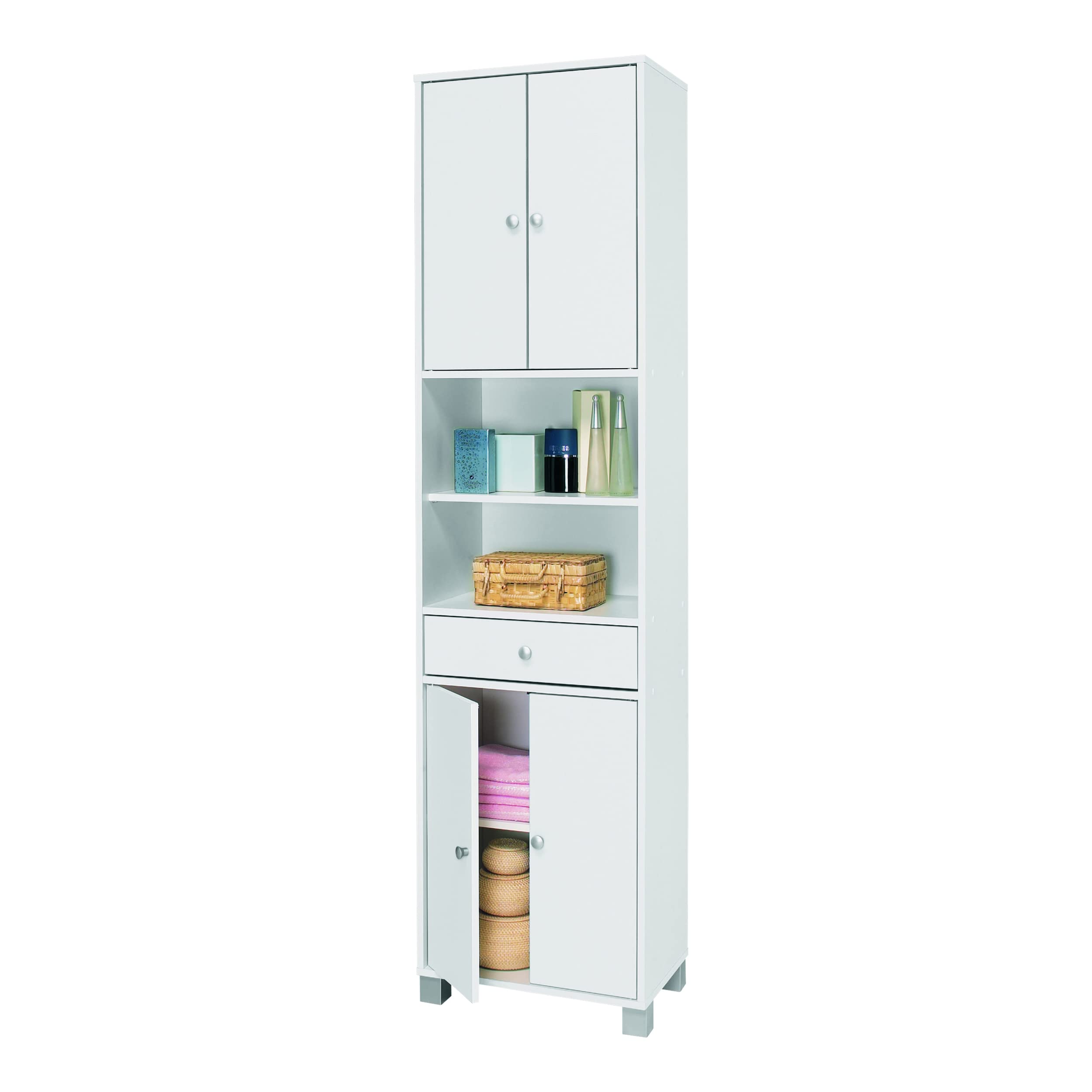 Columna de baño Bikini Armario Blanco Aseo con Cajón Alta Capacidad de Almacenaje 196x51x33