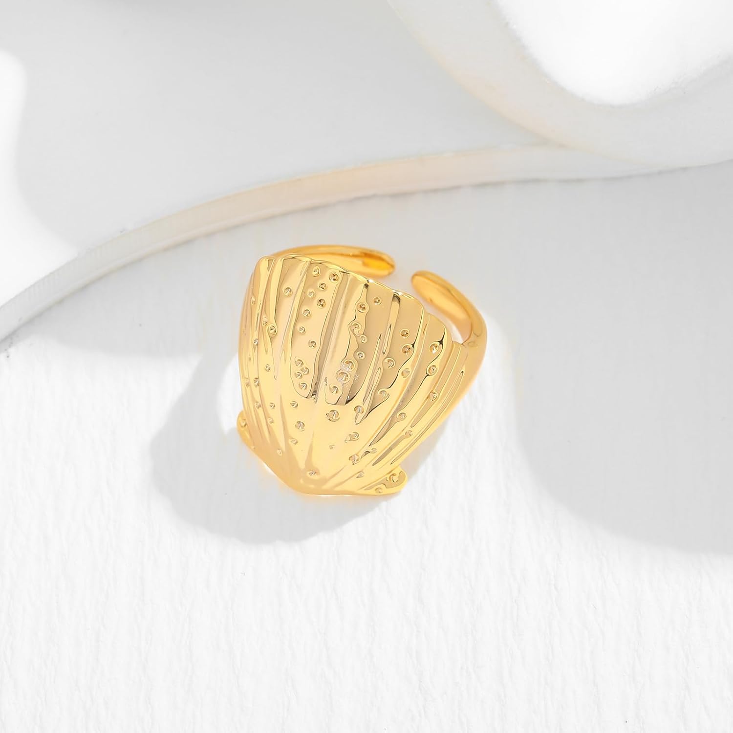 Gold Conch Shell Starfish Rings for Women Adjustable Chunky Open Stackable Seashell Rings Bohemian Statement Rings Summer Ocean Punk Jewelry - Image 4