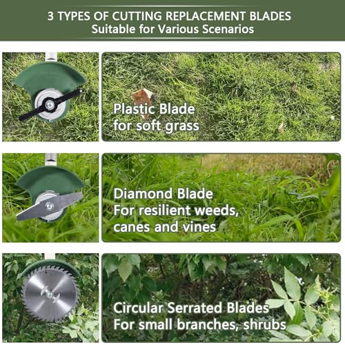 Cordless Strimmer with Metal Blades, 2 x 2000mAh 21V Batteries garden tools strimmer Lightweight Brush Cutter Lawn Edger for Garden,Electric Strimmers with Fast Charger,3 in 1 Stringless Strimmer 3 Cordless Strimmer with Metal Blades, 2 x 2000mAh 21V Batteries garden tools strimmer Lightweight Brush Cutter Lawn Edger for Garden,Electric Strimmers with Fast Charger,3 in 1 Stringless Strimmer - Image 3