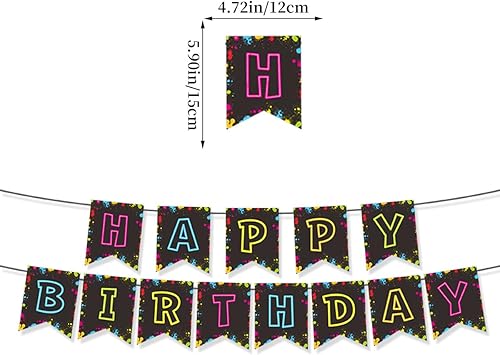 Miniatura 2 de Decoraciones de cumpleaños temáticas de los años 80, pancarta retro linda de feliz cumpleaños, suministros divertidos para fiesta de niño y niña con