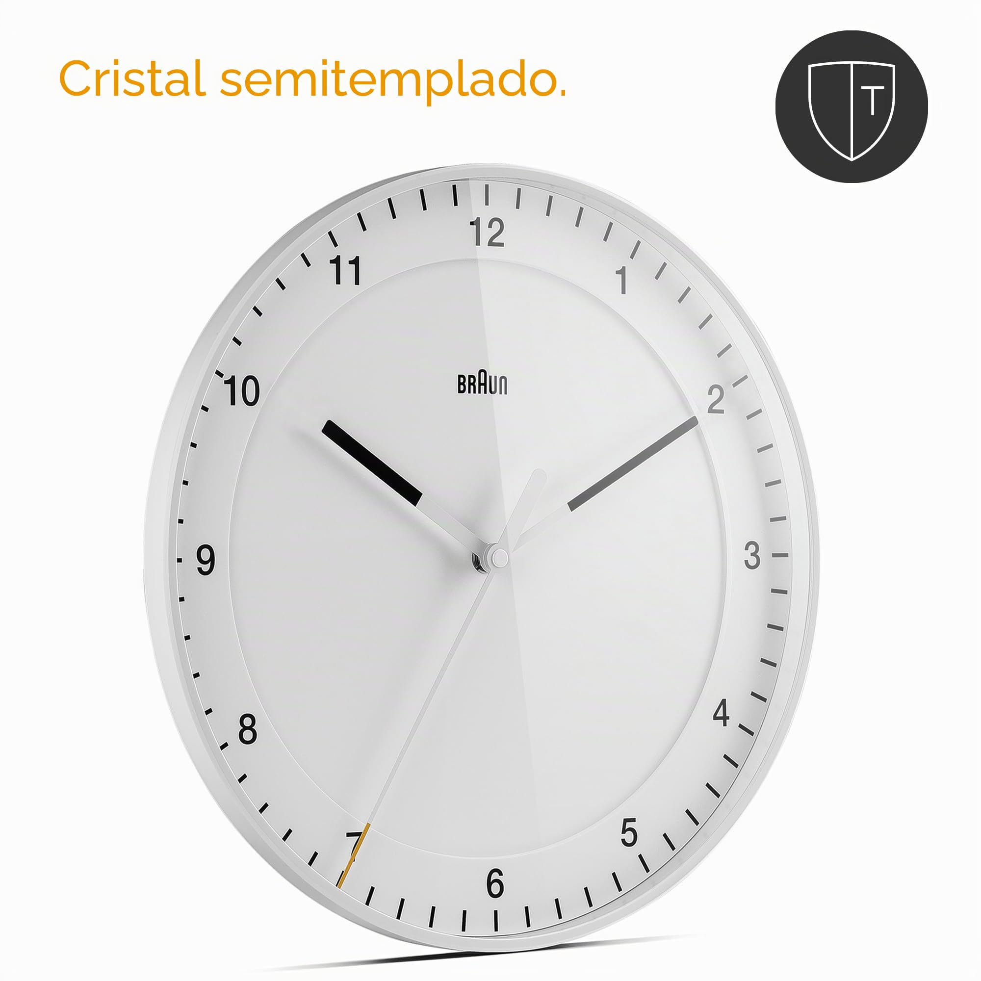 Braun Reloj de Pared analógico Grande clásico Movimiento de Agujas silencioso, de fácil Lectura, diámetro del 30 cm en Blanco, Modelo BC17W.