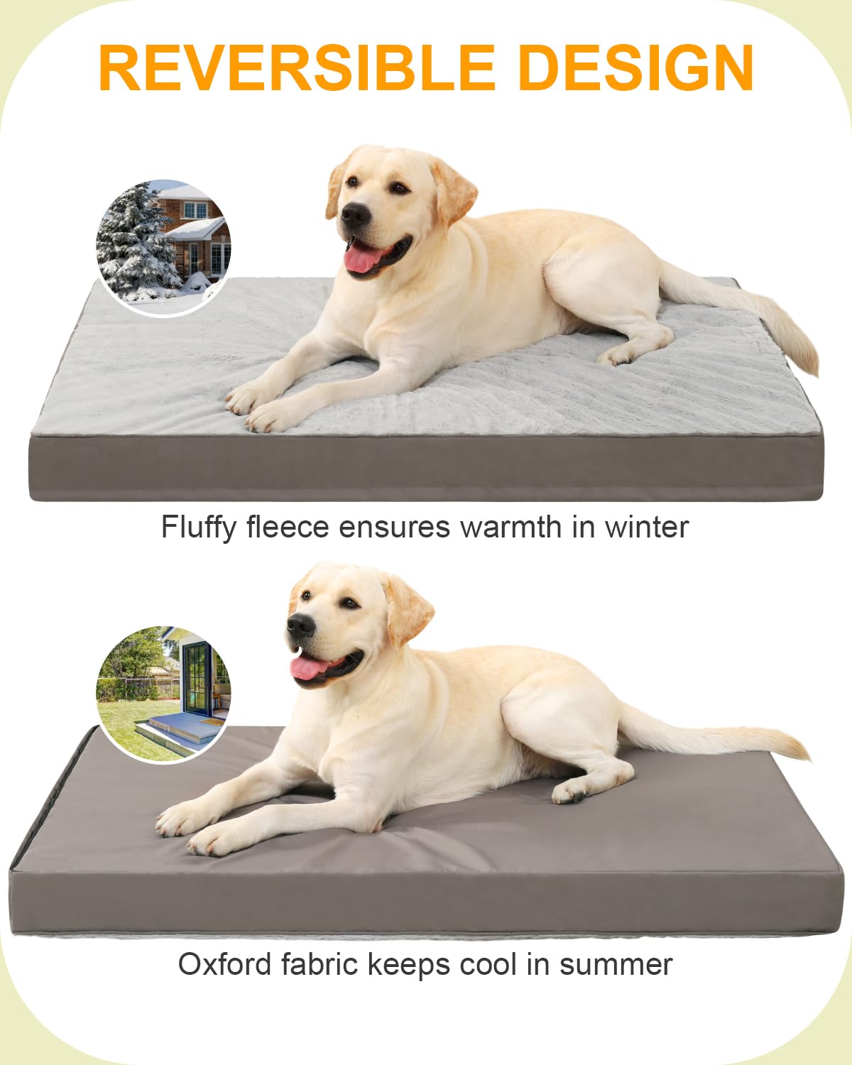 KSIIA Medium Orthopedic Dog Beds, Waterproof Washable Dog Mattress with Removable Cover - Image 4