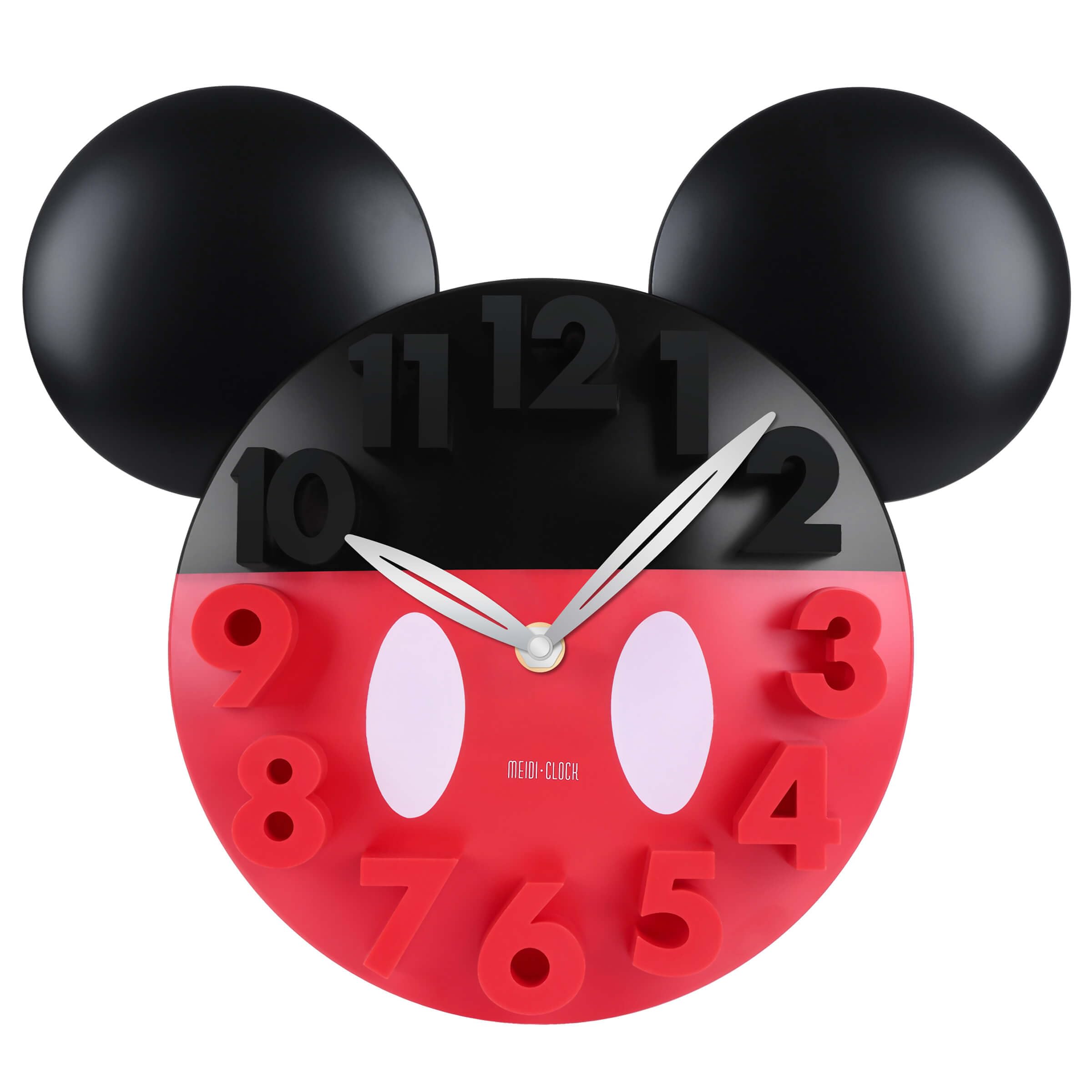 MEIDI CLOCK Wall Clock with 3D Numbers, Silent Quartz Movement for Mickey Mouse Fans, 12