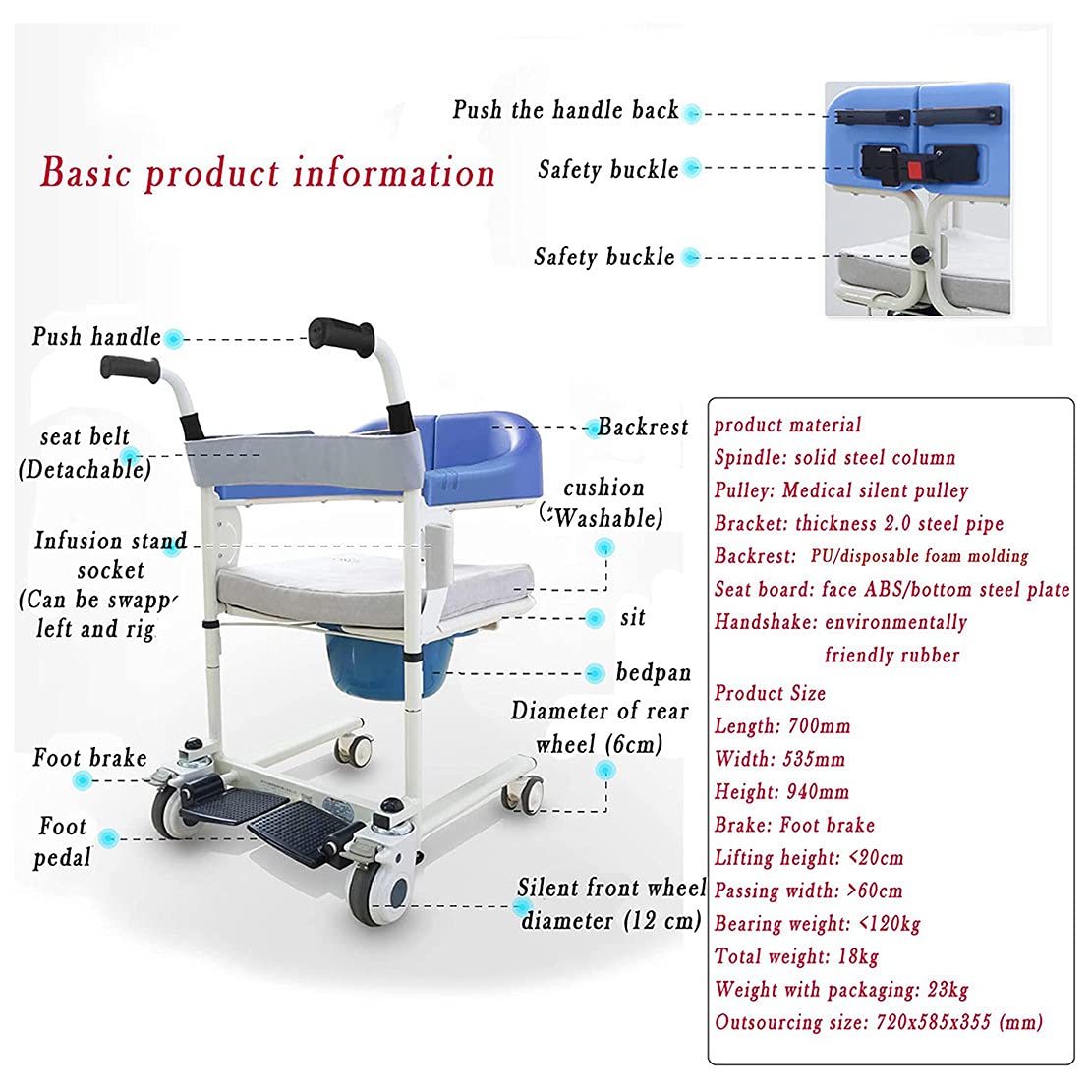 Patient Transfer Electric Lift Chair,Handicapped Elderly Bath Chair