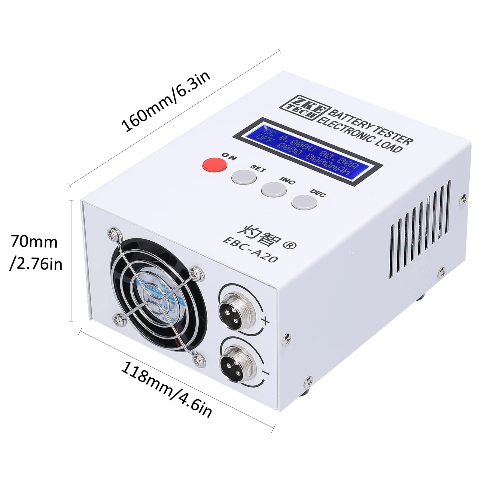 EDEDE Tester Batteria -A20. Tester della Batteria 3. 0V 20A 85W. Tester di capacità della Batteria al Litio-Acido al Litio 5A Recharge 20A Controllo del Software di Supporto scarica
