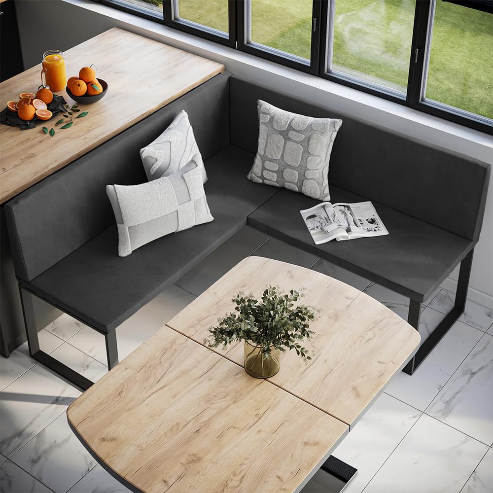 Vicco Banc d'angle Ravon, Anthracite, 150x150cm, adapté comme Banc de Salle à Manger pour Cuisines et espaces Repas