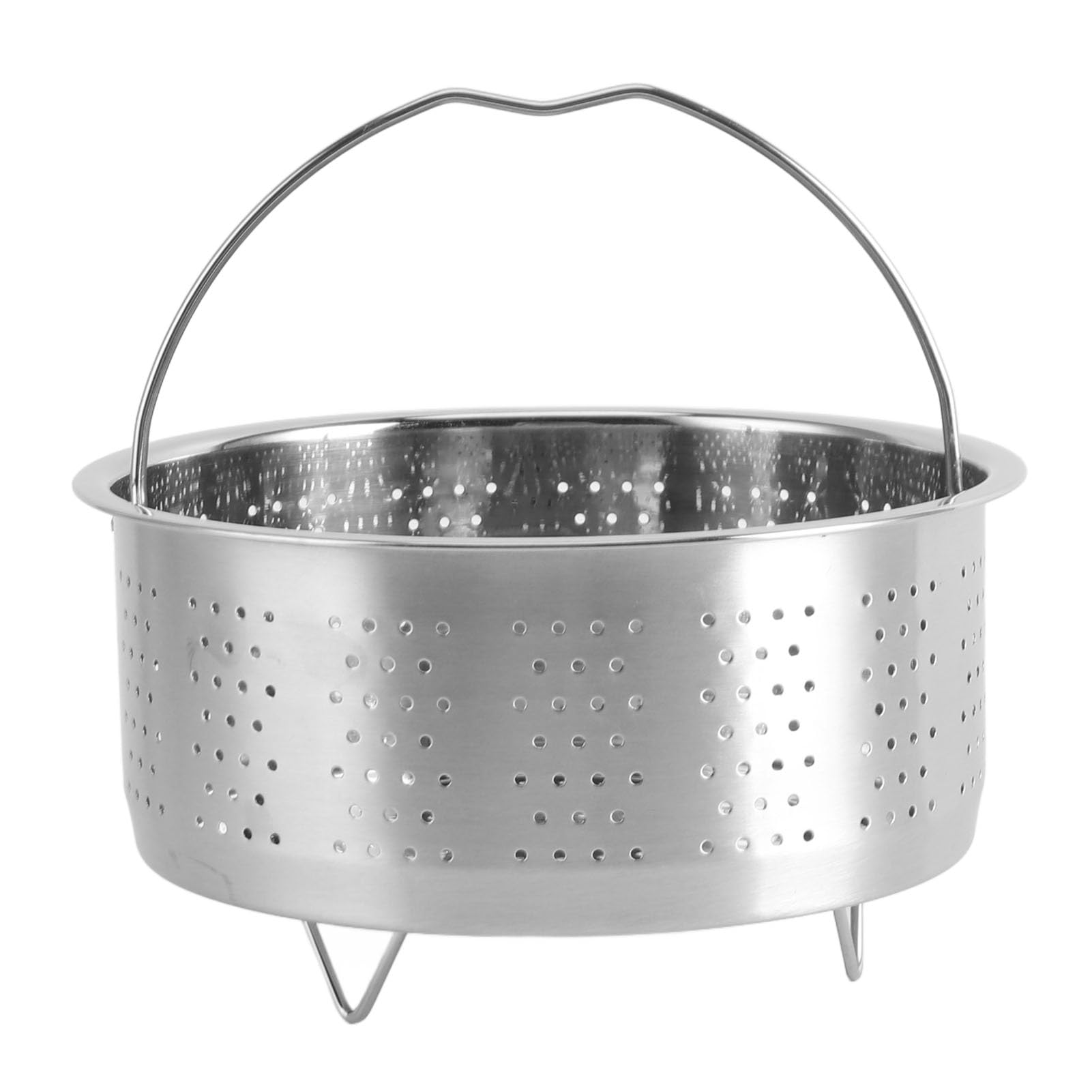 BROLEO Basket, Stainless Steel Steam Basket Insert with Handle, Vegetable Basket for Eggs, Sweet Potatoes, Seafood, Rice (Stainless steel)