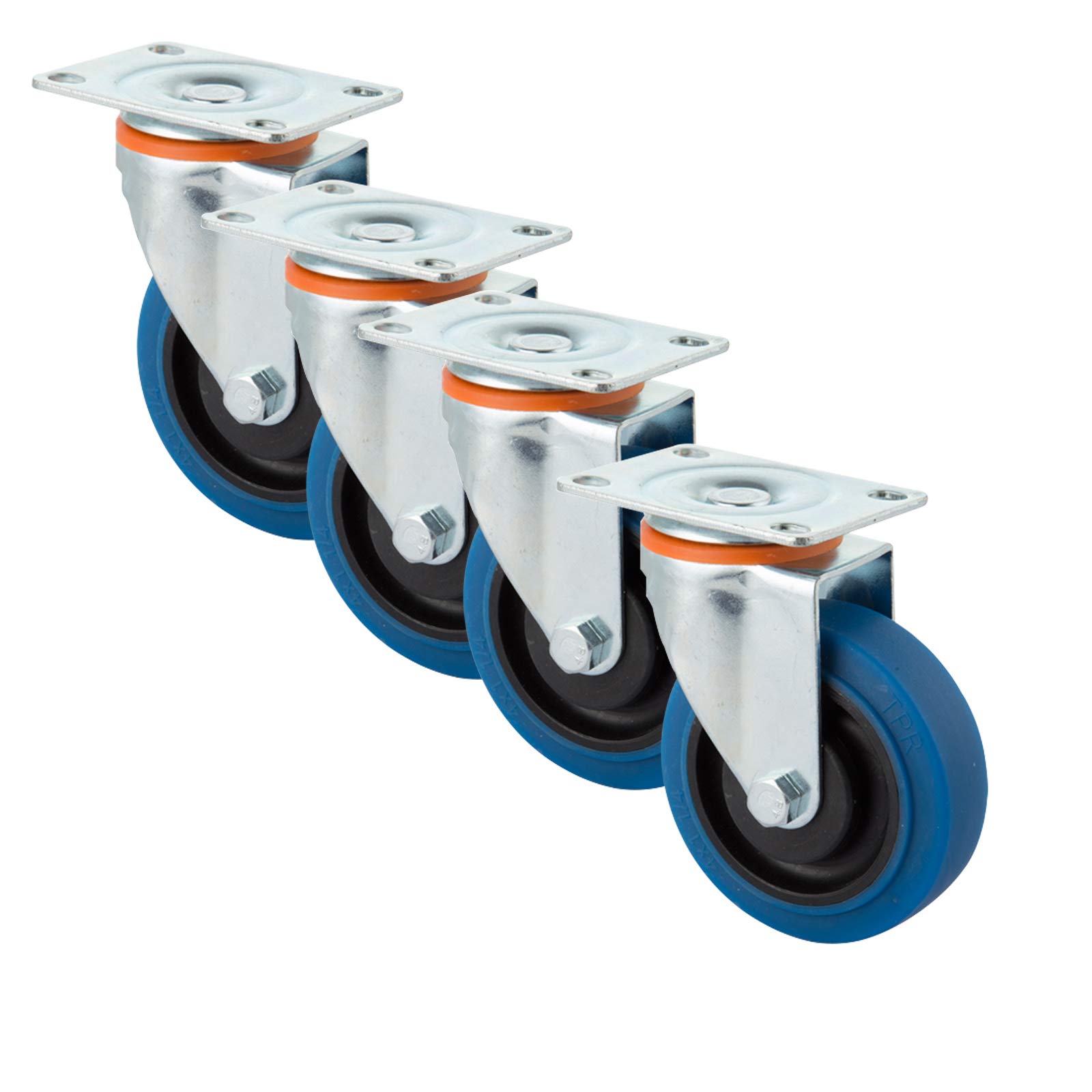 Strongway 8in. Heavy-Duty Swivel Rubber Caster With Brake - 800-Lb