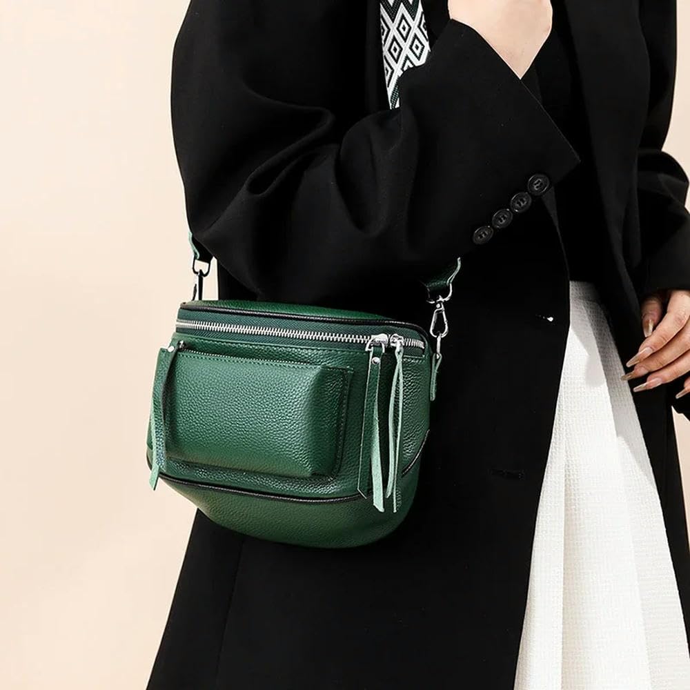 ZBDZSW Bolso de Mano de Cuero Genuino de Lujo para Mujer, Bolso de Hombro, Bolso de Piel de Vaca, Bolso Cruzado de Moda para Mujer, Bolsos de Mano para Mujer Khaki