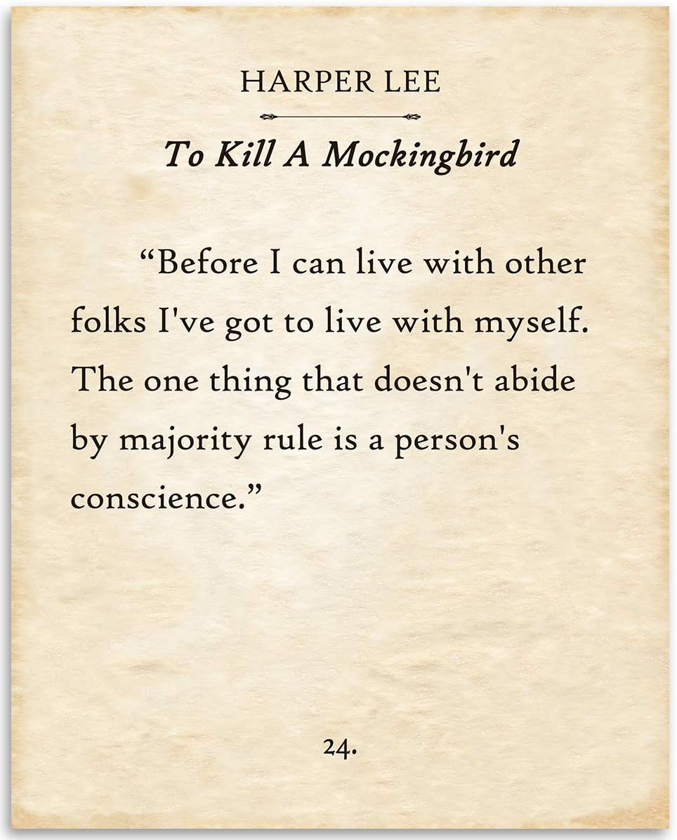 Harper Lee - To Kill a Mockingbird - Before I Can Live With Other Folks - 11x14 Unframed Typography Art Print - Great Inspirational Gift and Decor for Home and Office