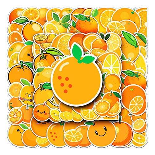 50Pcs Orange Stickers Laptop Car Scrapbook Phone Skateboard Suitcase Luggage Bike Orange Stickers Vinyl Waterproof Aesthetic Personalised Stickers for Teens Boys Girls Adults Children - Image 2