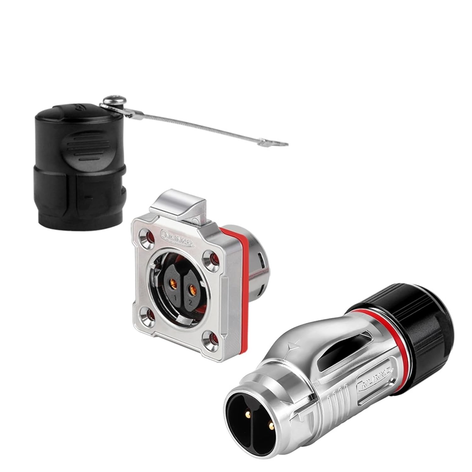 1Pcs M20 Metal Shell Waterproof IP68 2/3 Pin Screw Locking BD20 Fast Connection Outdoor Power Cable Electrical Wire Connector(Male Socket,3P)