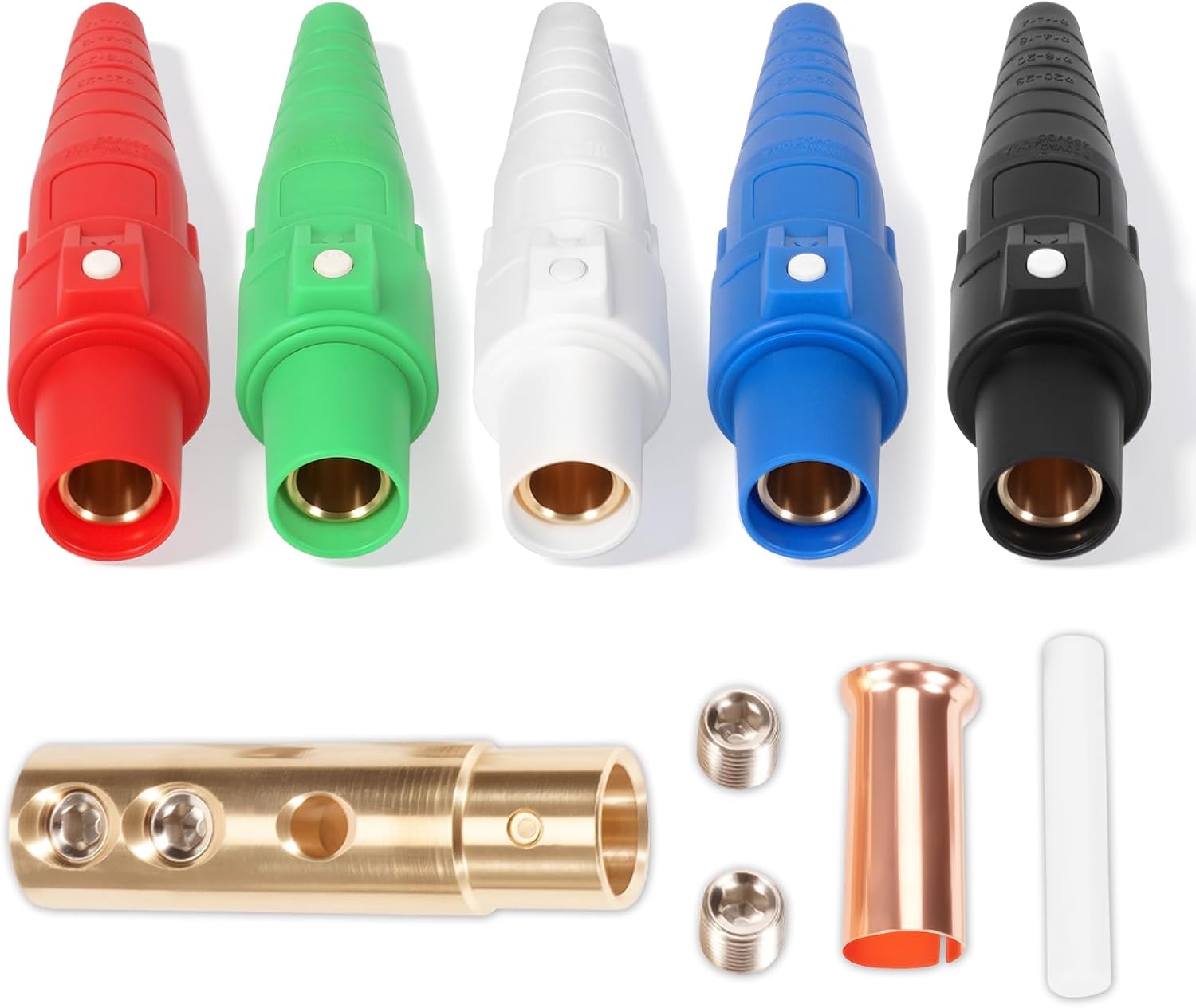 (5 Pcs Female) CLS40 400A Camlock Connector Set, Cam Lock Fittings for Power Distro Cord, 2/0-4/0 AWG Cables, 600V Camlock Power Sockets with 5 Colors