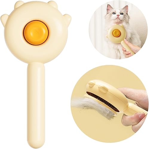 Paw Cepillo autolimpiante para gatos y perros de pelo largo y corto (amarillo)