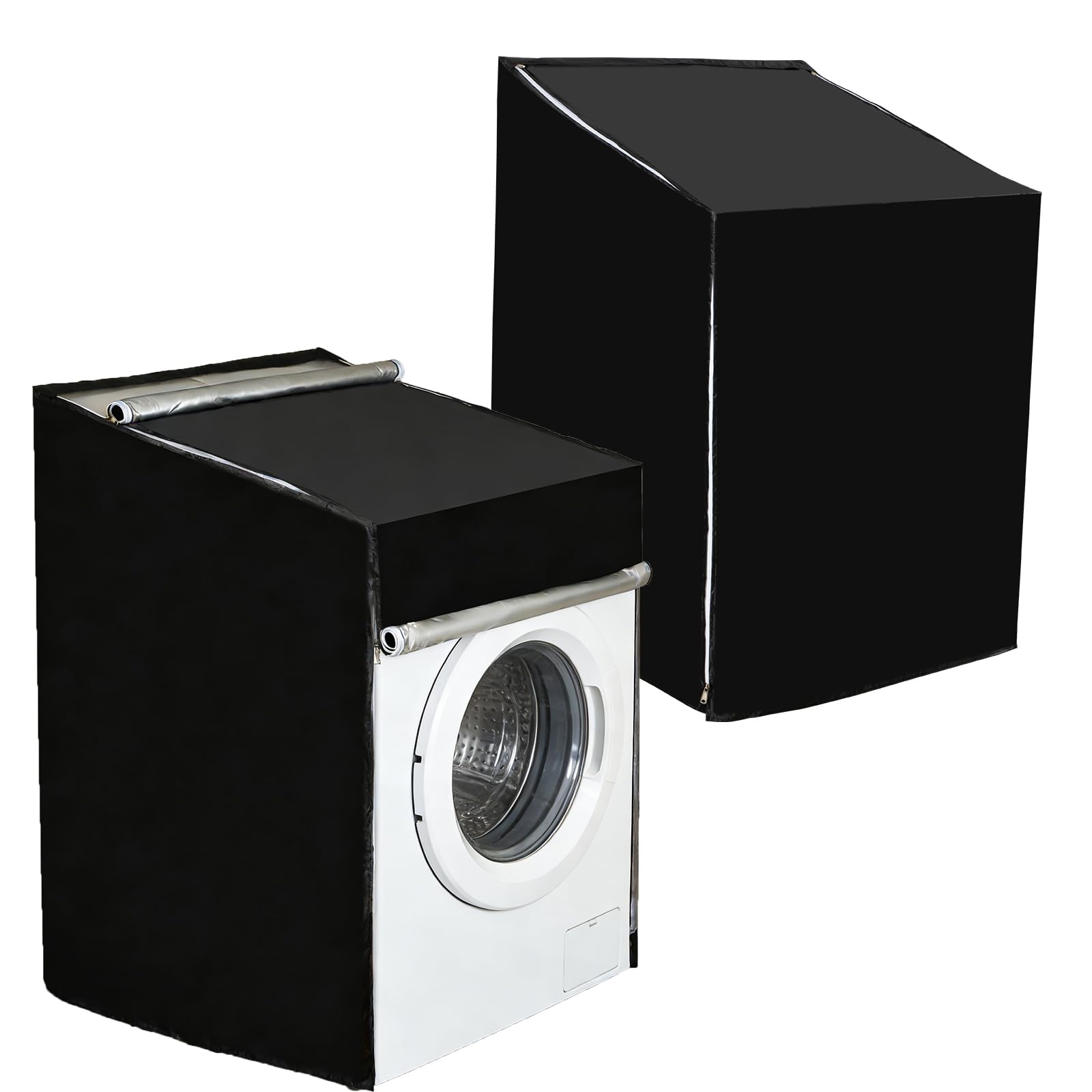 2 Pack Black Zipper Waterproof Washer Dryer Protector Covers