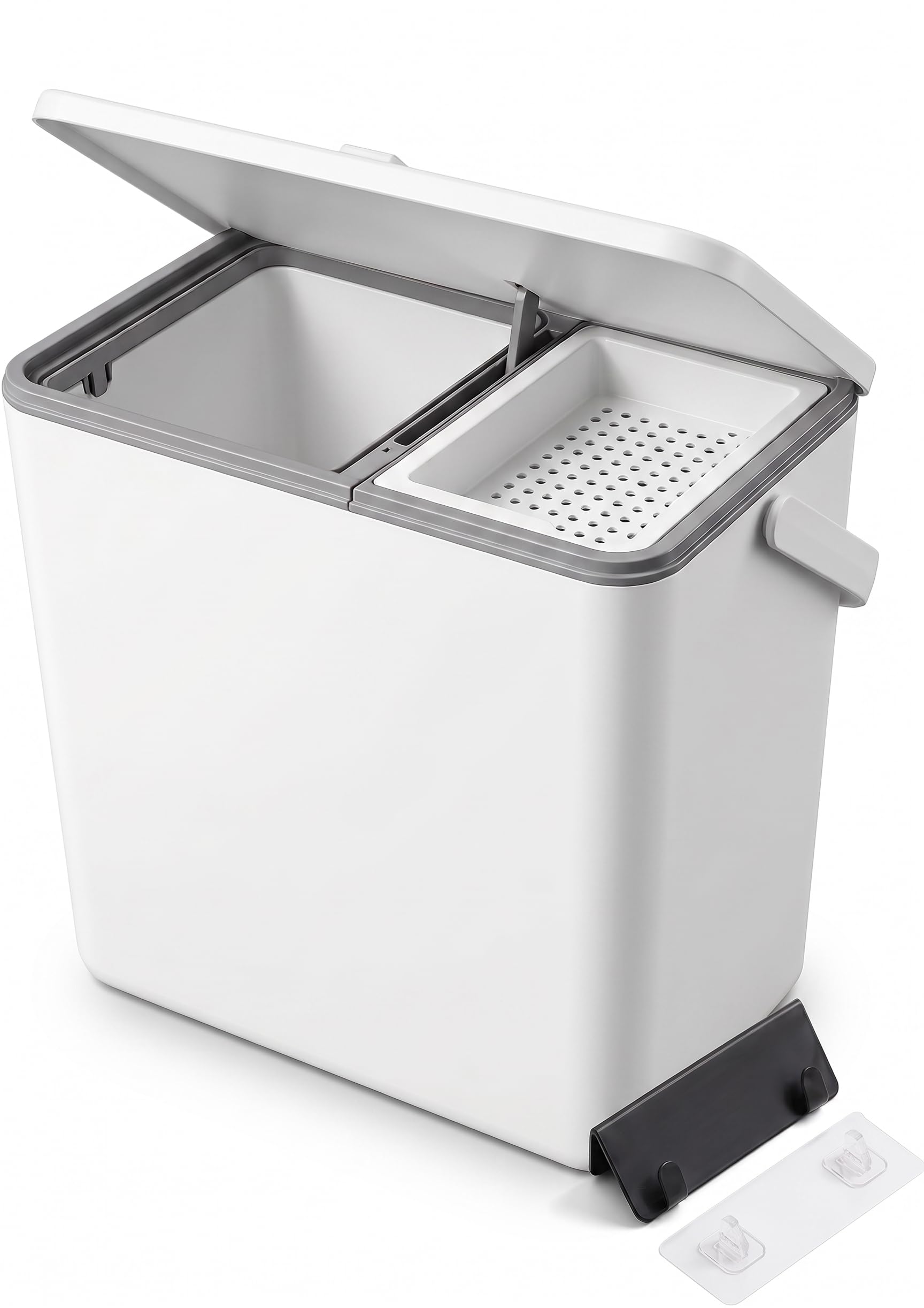 Photo 1 of ** MISSING SOME PARTS ** TOSCARA 3.2 Galoon Kitchen Compost Bin with lid | Odorless Hanging Trash Can with Sliding Lid for Dry & Wet Waste – 12 L Wall-Mounted Garbage Can for Kitchen Cabinet. Under Sink Trash can for Office.