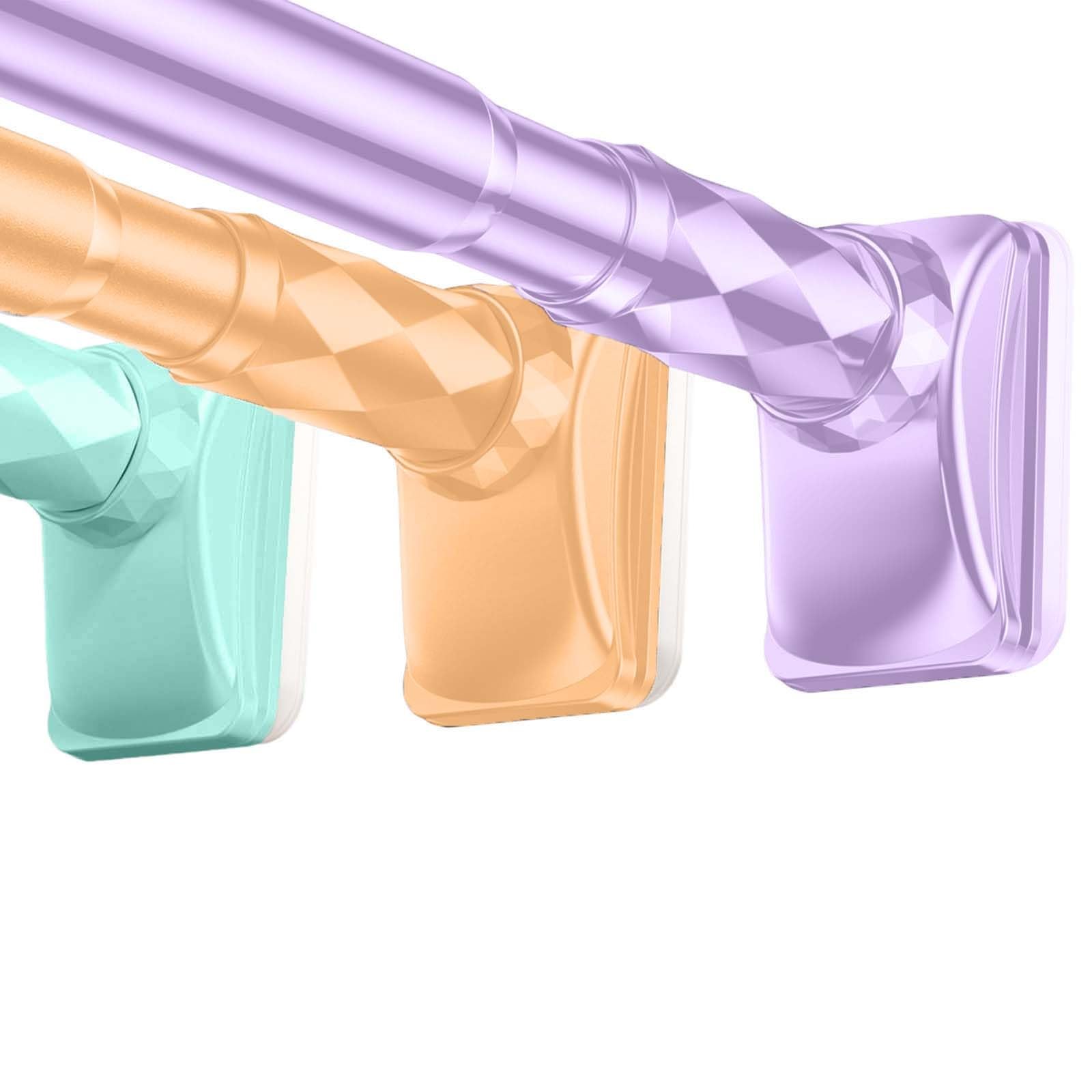 Tringles à rideaux réglables en acier inoxydable, ajustement par pression antidérapant, sans perçage, pour salle de bain, cuisine et porte, 110 à 190 cm, violet