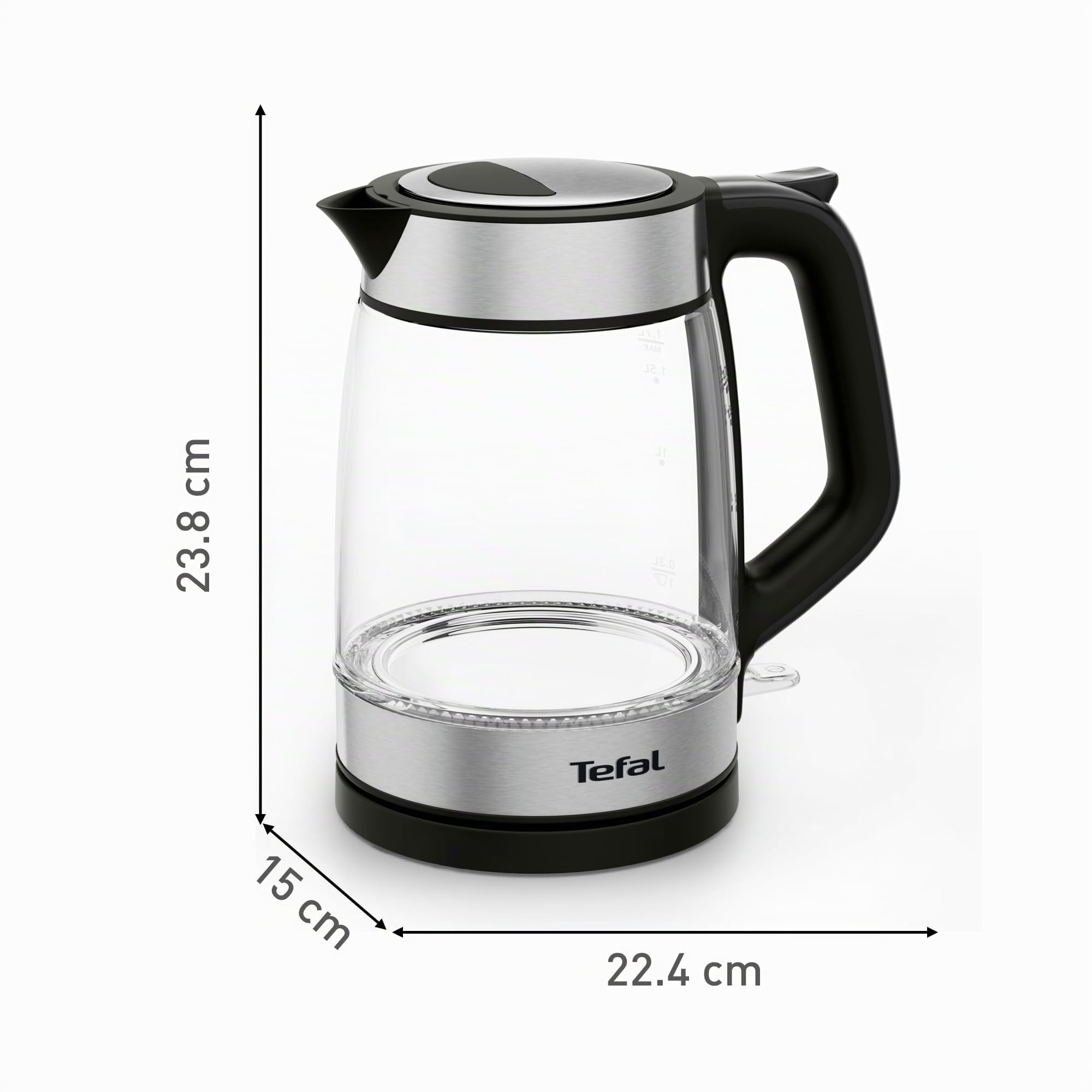Tefal Ki6058 - Bollitore elettrico in vetro, 1,7 litri, facile da pulire, colore: nero