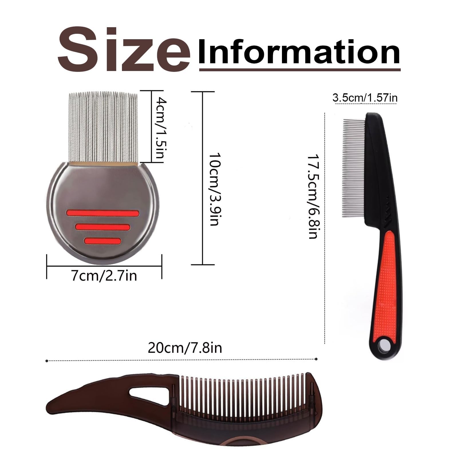 Tressora 3 piece anti dandruff comb, stainless steel fine tooth dandruff remover comb and dandruff relief - Image 2