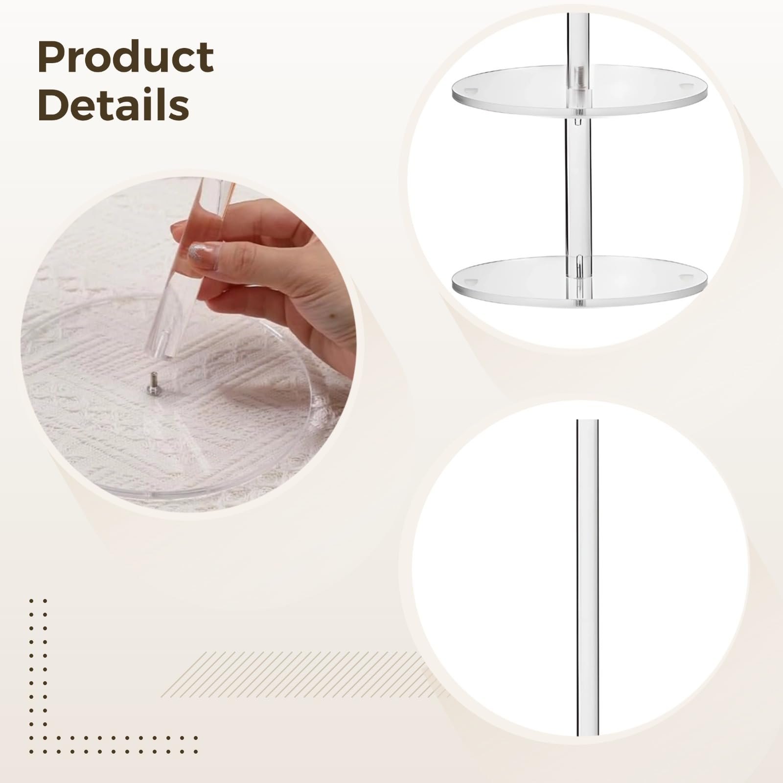 4 Acrylic Donut Holders, Clear Dessert Stand for Weddings, Parties & Celebrations, Holds 7-9 Donuts Per Stand, Design