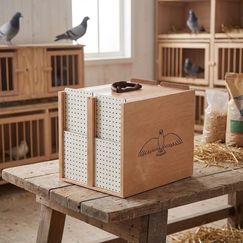 Suinga Transportin Madera Palomas 8 Departamentos 30x40x32 cm - Caja de Transporte para Palomas Palomos Aves Pajaros