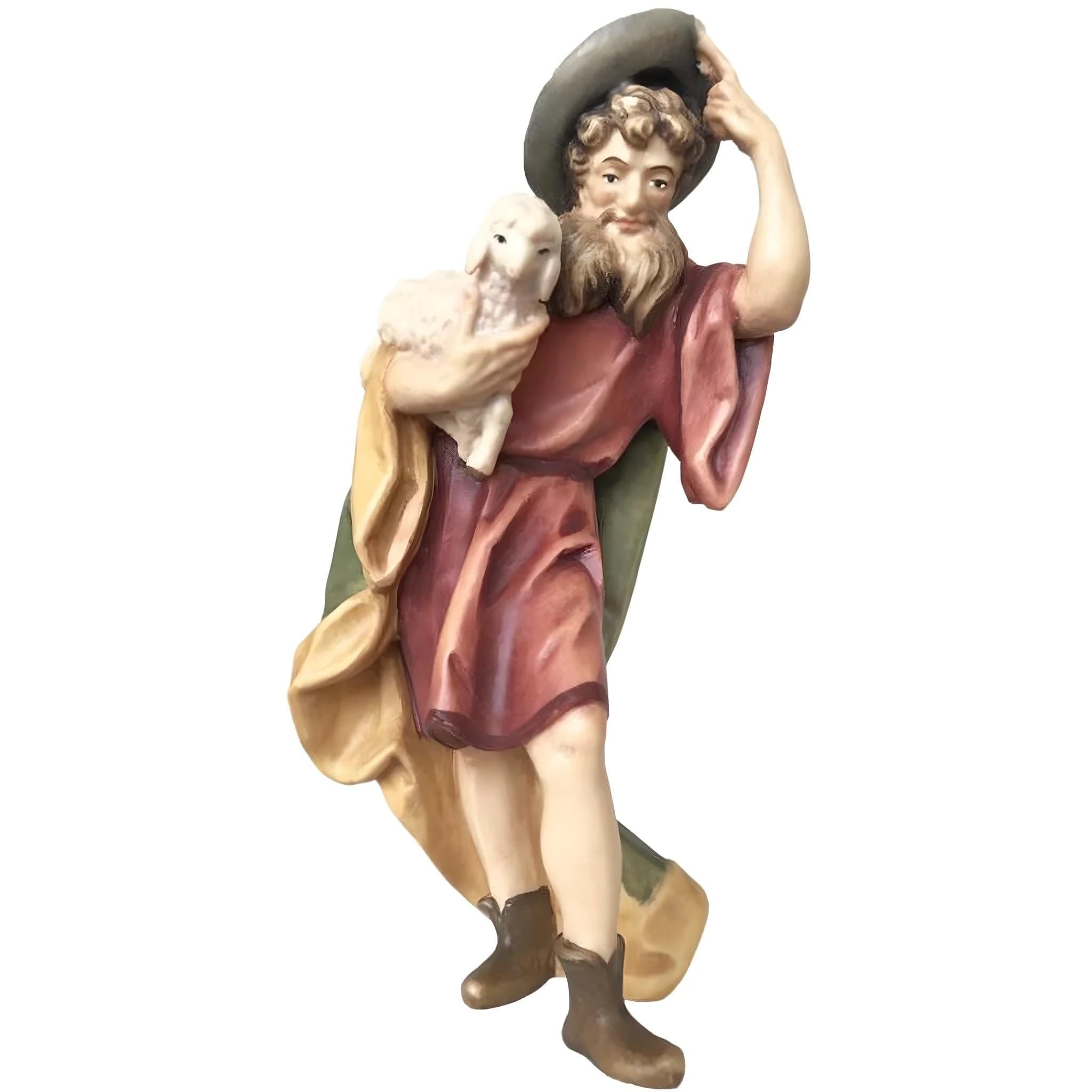 Shepherd with beard and hat, holding sheep - Dolfi